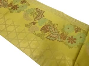 川島織物製　花に蝶模様織出し袋帯